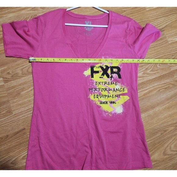 FXR Women V-Neck T-Shirt XL Pink Short Sleeves Pre-Owned - Picture 6 of 7